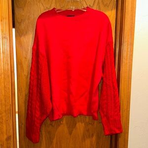 Vici Crewneck sweater with cable knit sleeves